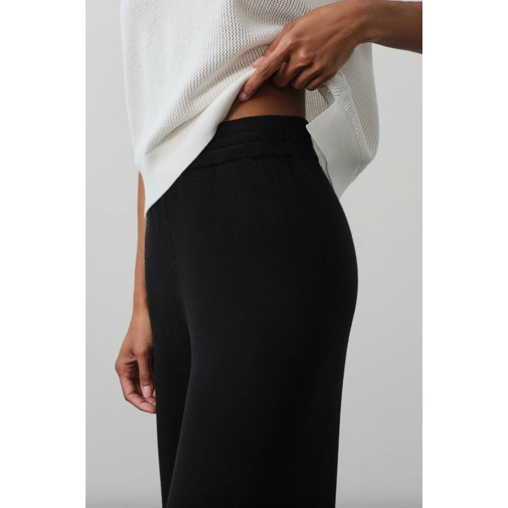 Naked Cashmere | Josie Wide Leg Pants in Black Cotton Cashmere Blend L - Picture 2 of 13